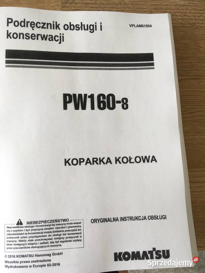 dtr instrukcja obsługi koparka komatsu pw 1608 i zachodniopomorskie Szczecin