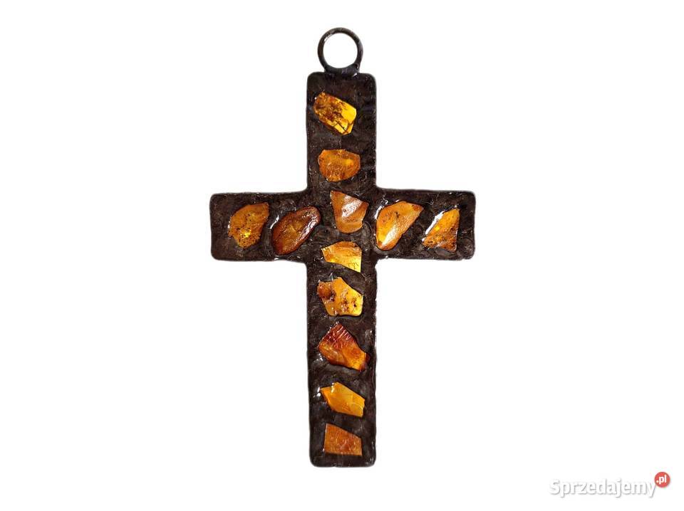 7423 Cynowy Krzyż z Bursztynami Kędzierzyn-Koźle