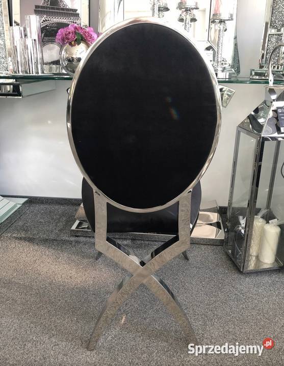 Krzesła welurowe czarne glamour chrom lubuskie Gorzów Wielkopolski sprzedam
