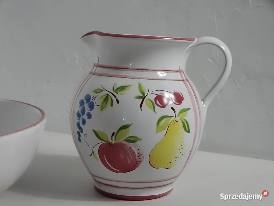 Duży Zestaw Ceramiczny Miska Dzbanek Motyw