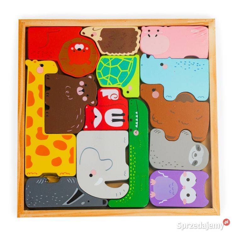 Drewniane zwierzęta figurki safari w skrzynce 14 podlaskie Bielsk Podlaski