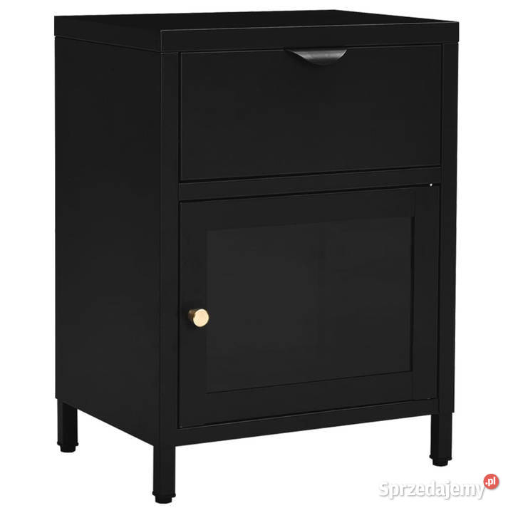 Szafki nocne 2 czarne 40x30x545 stal i szkło