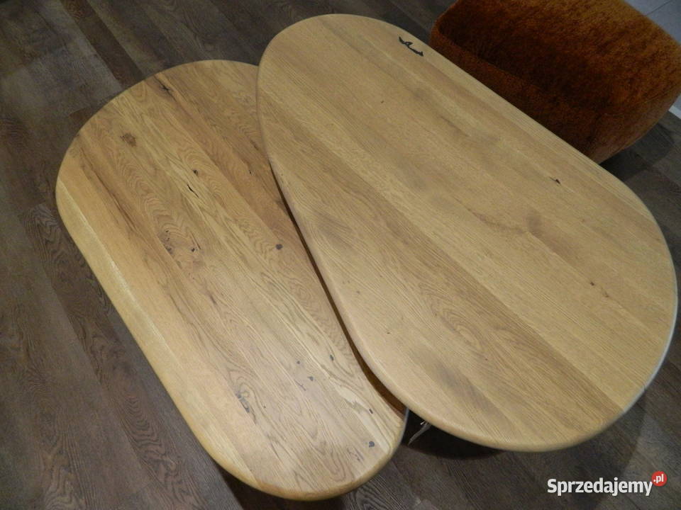 Stoliki wypoczynek kawowy dębowy owalny zestaw 2 60cm Rzeszów