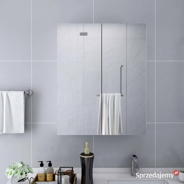 Szafka łazienkowa z lustrem biała 60x15x75 MDF Warszawa