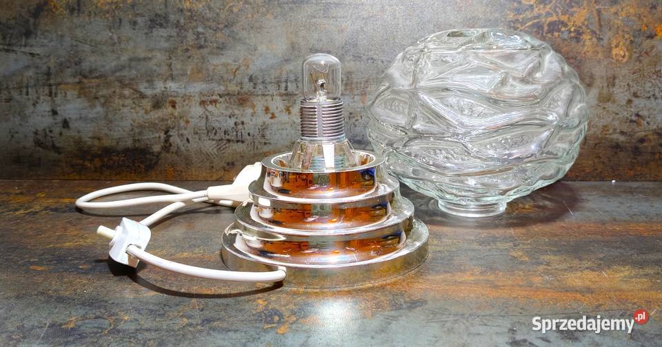 Lampa Art Deco grube szkło vintage prl wielkopolskie Kalisz