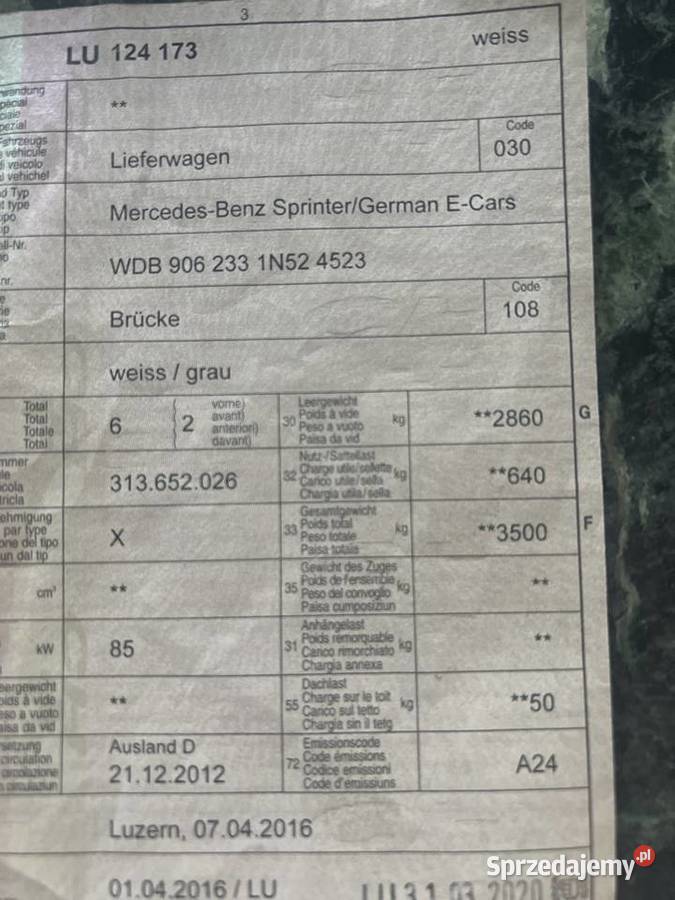 Mercedes Sprinter doka elektryczny Białystok