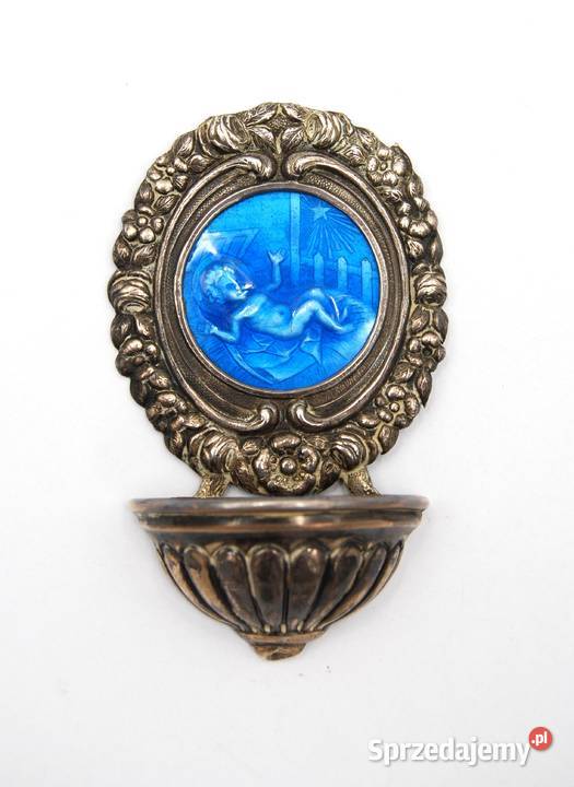 Kropielnica dzieciątkiem Jezus srebro emalia Poznań