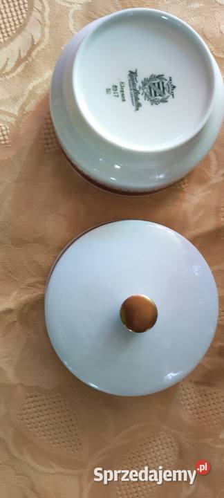 Cukiernica biel bordo złoto porcelana Weimar Wrocław sprzedam
