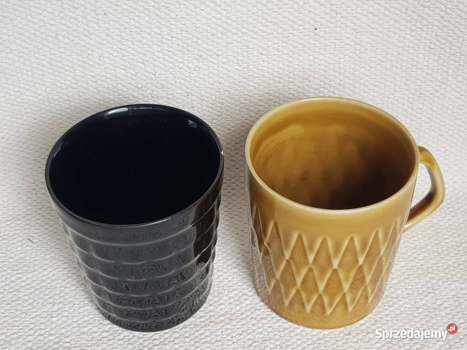 Porcelit Pruszków kubek Irenka czarny zygzaki Warszawa