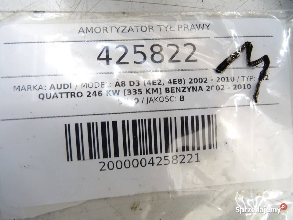 AMORTYZATOR TYŁ PRAWY AUDI A8 D3 SedanLimuzyna sprzedam