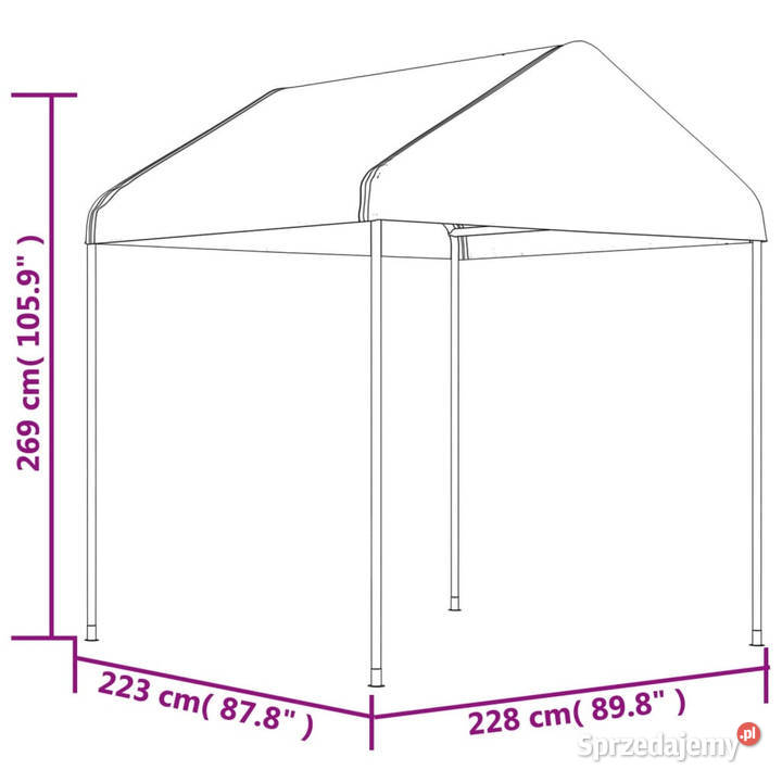 Namiot ogrodowy z dachem biały 1115x228x269 m