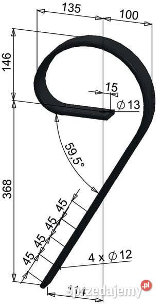 Ząb sprężynowy 45x10x514 mm bez redliczki Kramp Kamionna