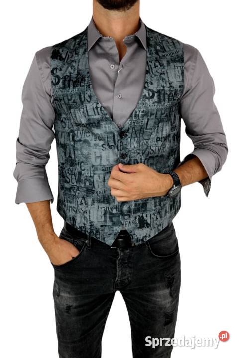 GIOVANNI PERA Kamizelka Męska D611 Grafit napisy Ostrów Wielkopolski sprzedam