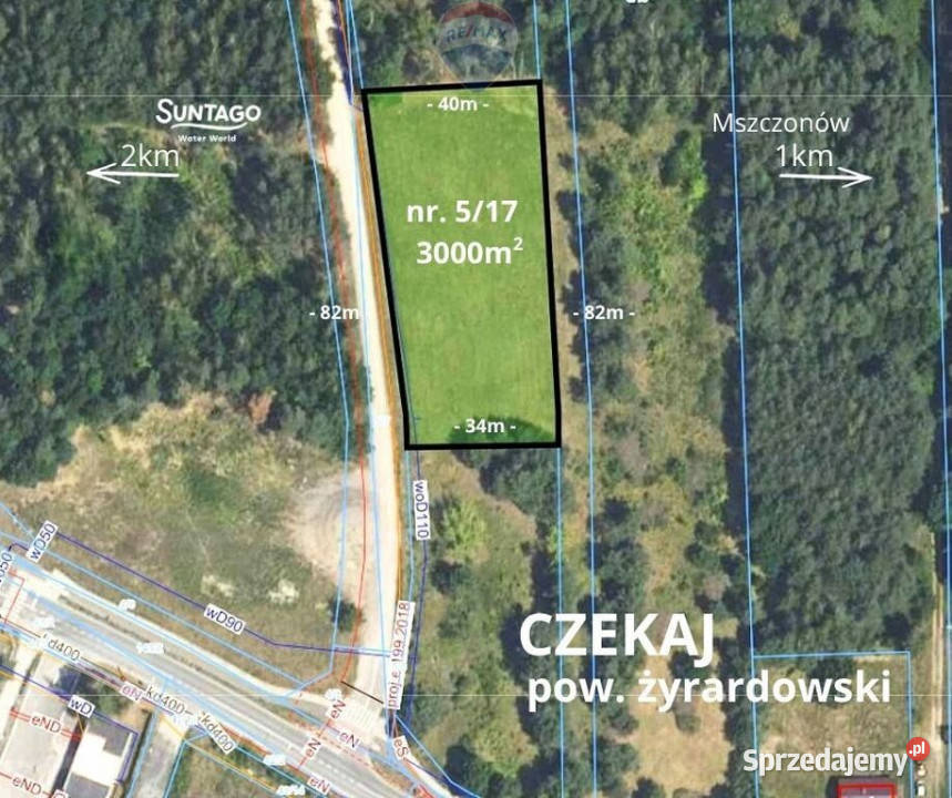 Działka budowlana 3000m2 Czekaj gm Mszczonów mazowieckie