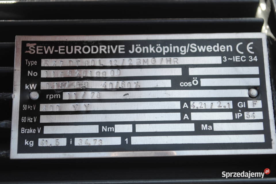 Motoreduktor dwubiegowy 01509kw 1178obrmin z Kargowa sprzedam
