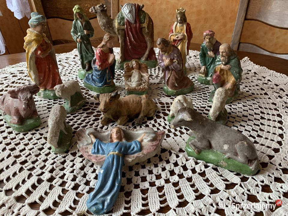 Szopka bożonarodzeniowa figurki gipsowe Ślesin