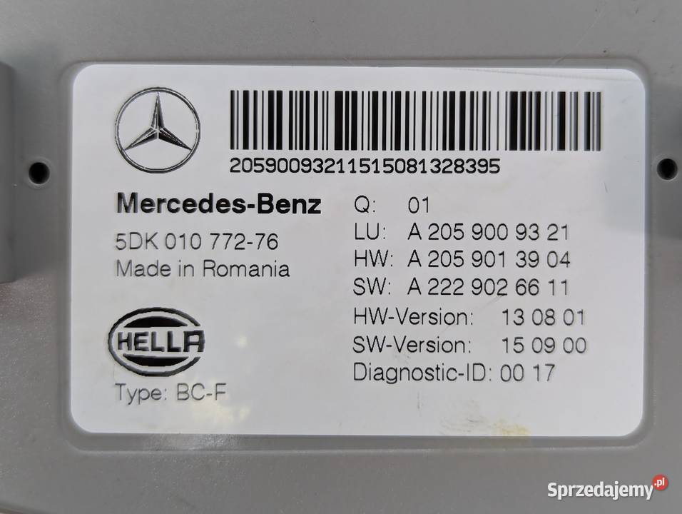 MODUŁ STEROWNIK SAM MERCEDES C 200 A2059009321 osobowe Białystok