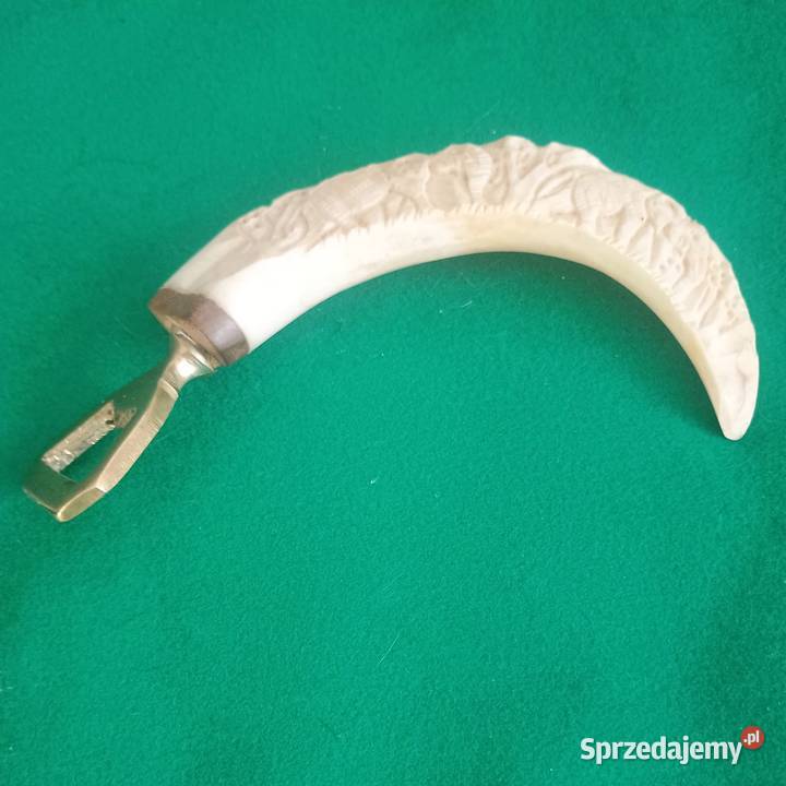 Otwieracz do butelek rzeźbiony kieł guźca Afryka mazowieckie Bronisze