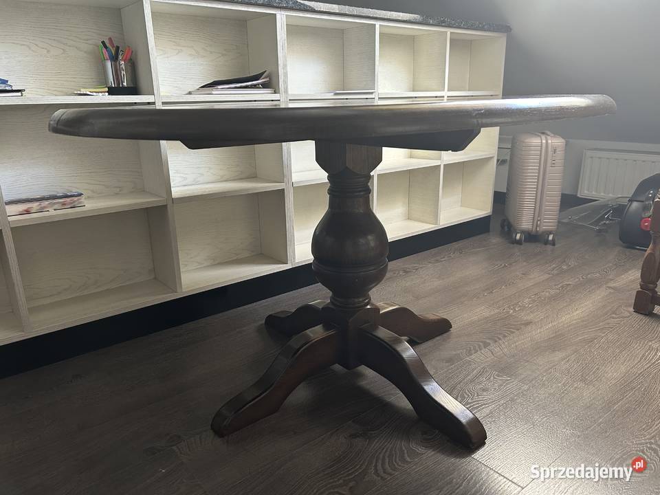 Dębowy ciężki stół 130x100 z 4 krzesłami Kraków