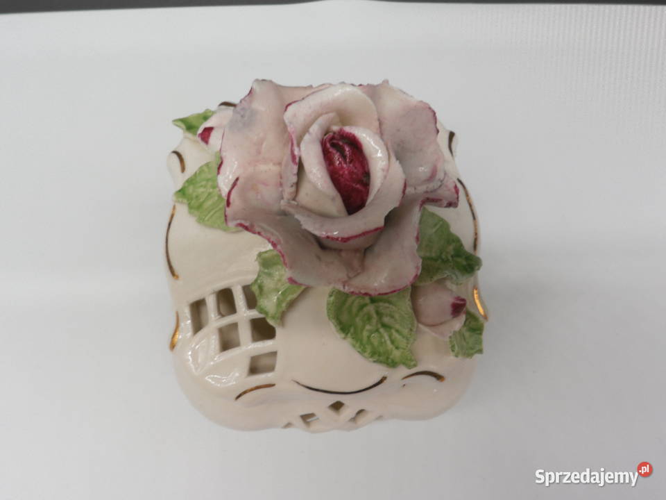 Stare Puzderko Ażurowe z Różą 3D BRODY PARC Porcelana i szkło Raszków