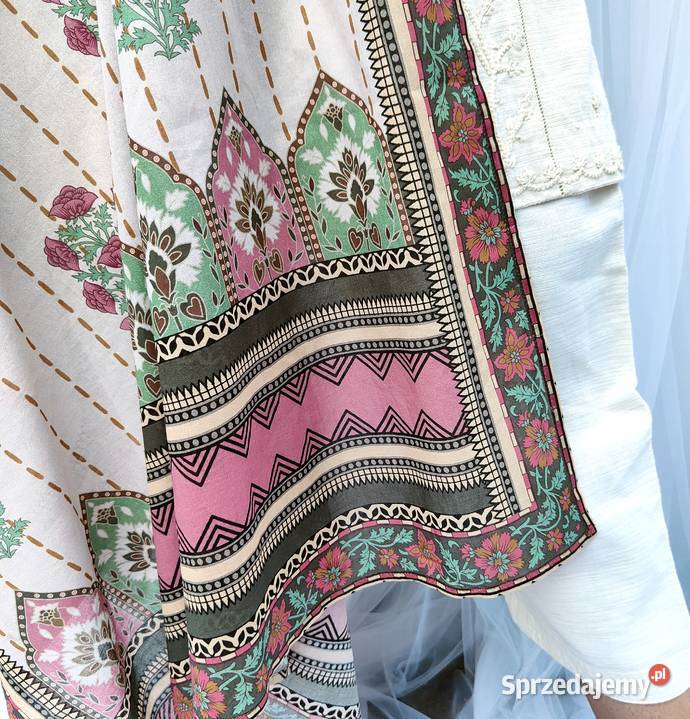 Duża chusta szal dupatta kwiaty bawełna orient Pozostałe zachodniopomorskie Szczecin