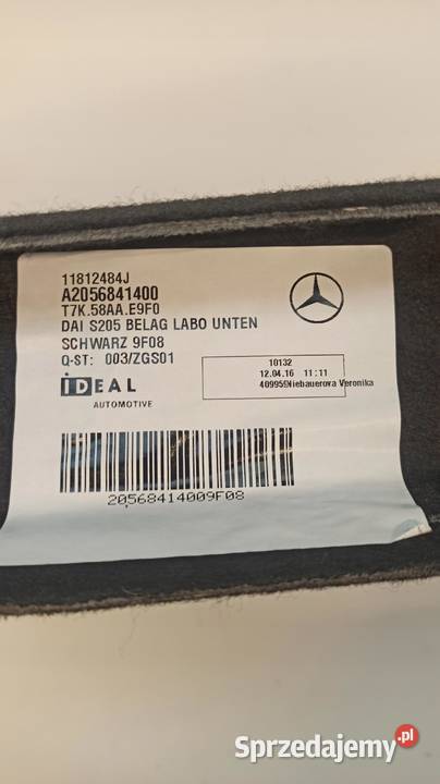 OSŁONA PODŁOGI BAGAŻNIKA MERCEDES W205