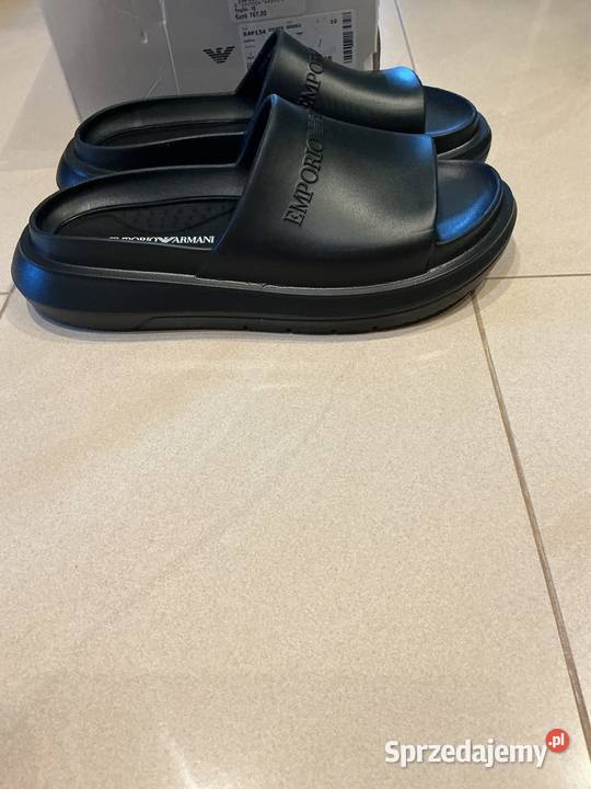 Klapki Męskie Czarne Emporio Armani 44 Nowe 28.5cm Nowa Sól