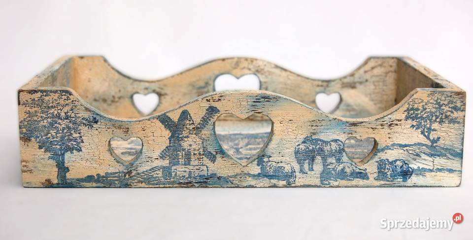 Rustykalna taca drewniana ręcznie malowana lubelskie Lublin