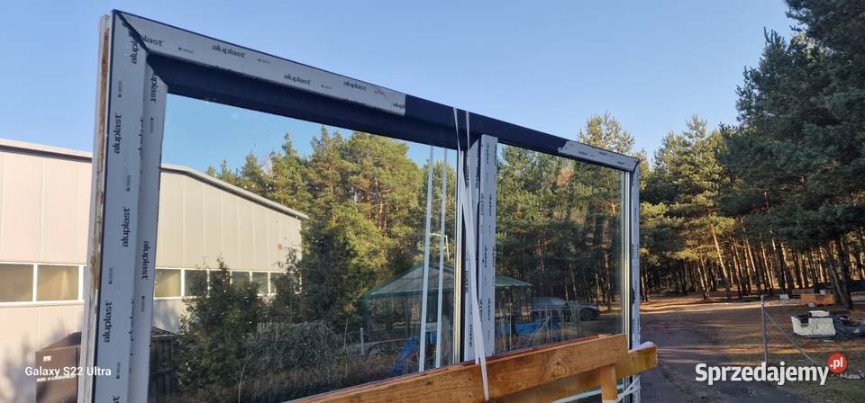 Okno drzwi balkonowe przesuwne antracyt 3 szyby Drzwi balkonowe i tarasowe Sieradz