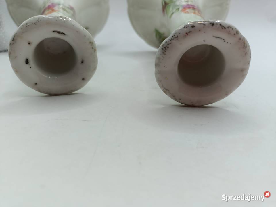 Dwa świeczniki wysokie Francja goździki Zamość