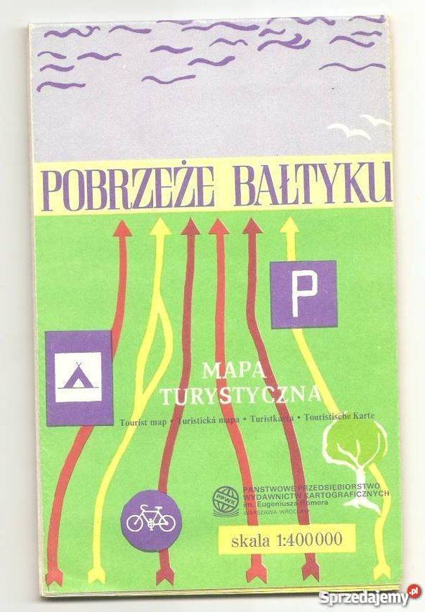 Mapa turystyczna Pobrzeże Bałtyku Rok wydania 1990 Koszalin