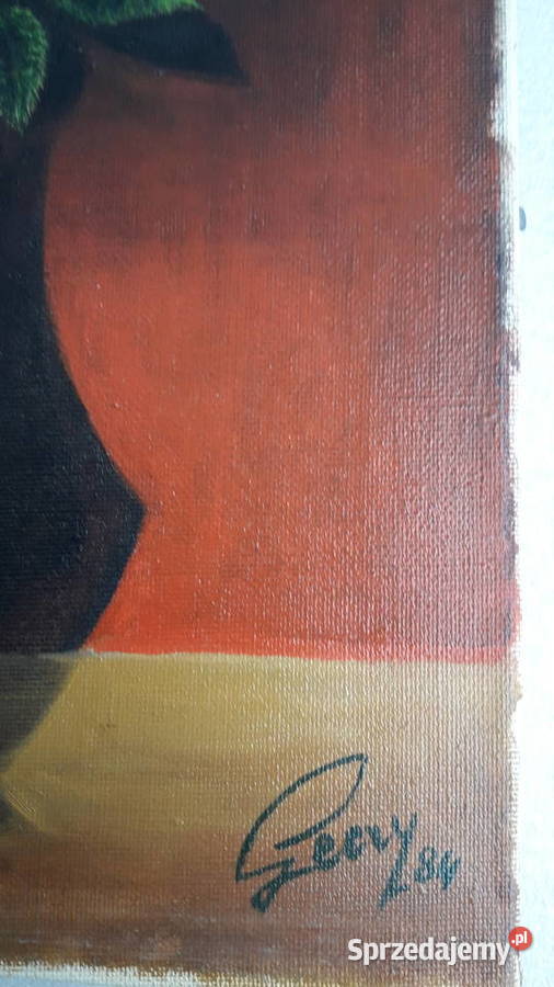 Obraz olejny belgijskiego malarza G Lecry Kwiaty Piła