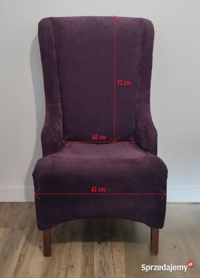 Fotel welurowy fioletowy nieużywany warmińsko-mazurskie Olsztyn