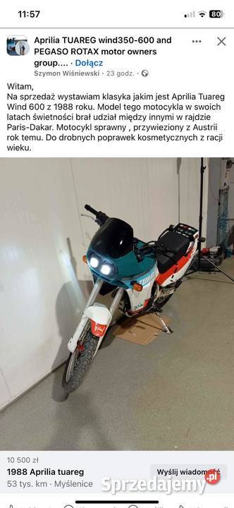 Aprilia Tuareg 600 Wind Dakar nieuszkodzony małopolskie