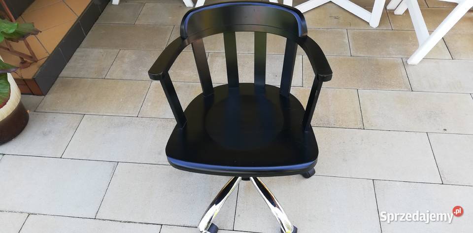 Fotel kręcony drewniany czarny obrotowy krzesło Sulbiny