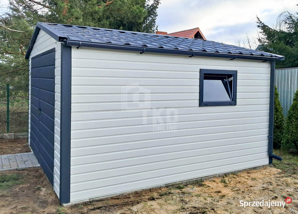Garaż blaszany 4x4m Brama dwuskrzydłowa 2x Okno