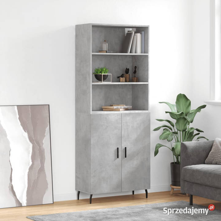 Witrynka szarość betonu 695x34x180 materiał Kredensy i witryny