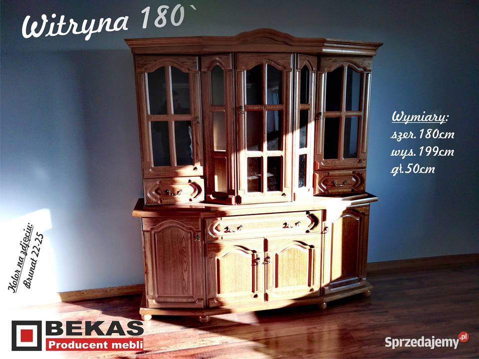 a Śliczna Kasyczna Witryna 180 Dąb Rustikal 199cm Krosno