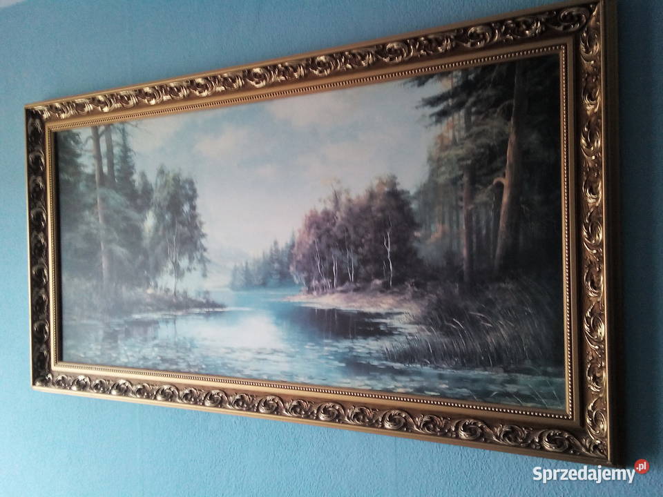 Obraz pejzaż w złotej ramie 110 x 60 dolnośląskie Wałbrzych