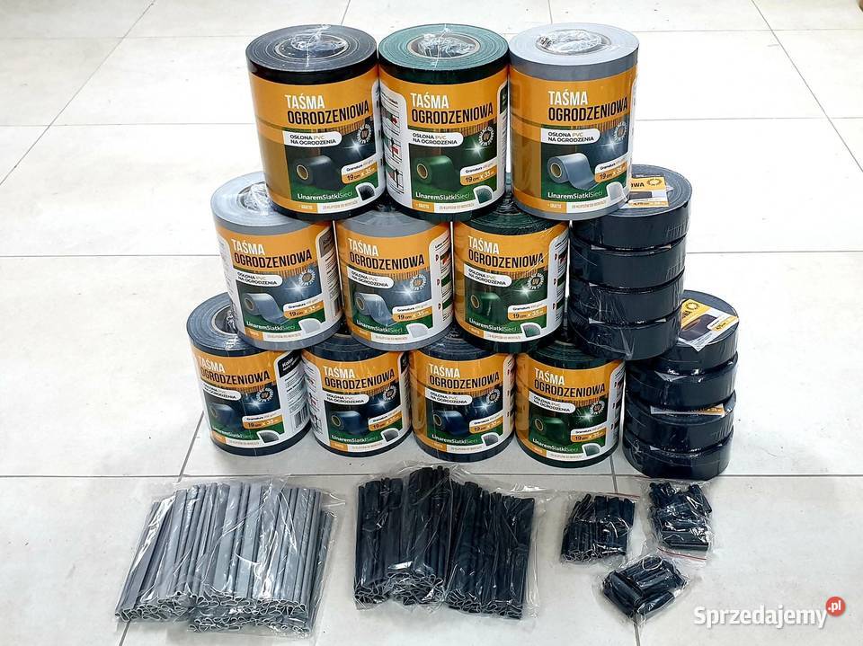 Taśma ogrodzeniowa 450gm2 19 x 35m klipsy Miechów