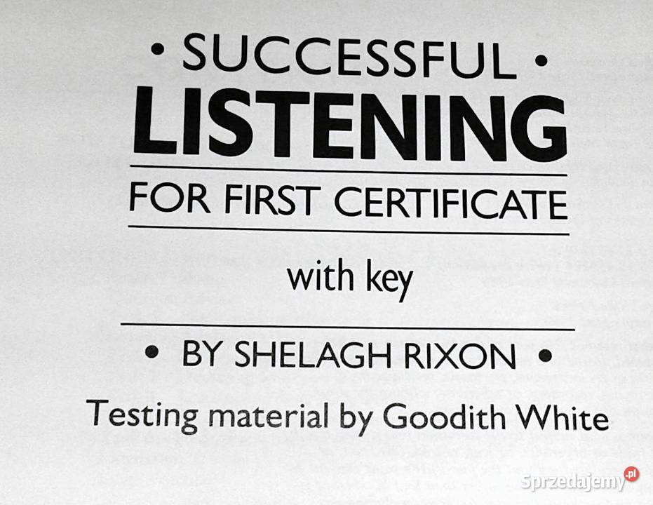 Successful listening for first certificate S Chełm sprzedam