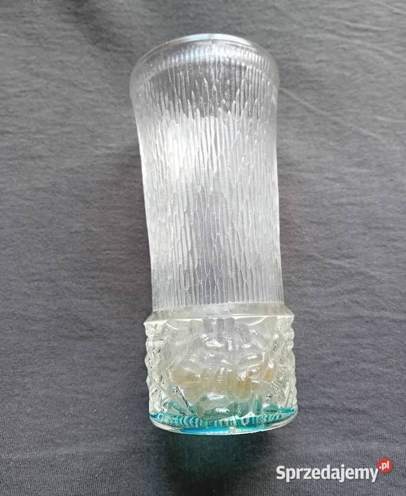 Wazon Sklo Union lata 70e Szkło mrożone wielkopolskie Koźminek