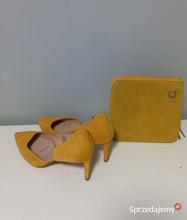 Szpilki Zing 39 żółtecytrynowe i torebka Vera żółty/złoty pomorskie Gdańsk sprzedam