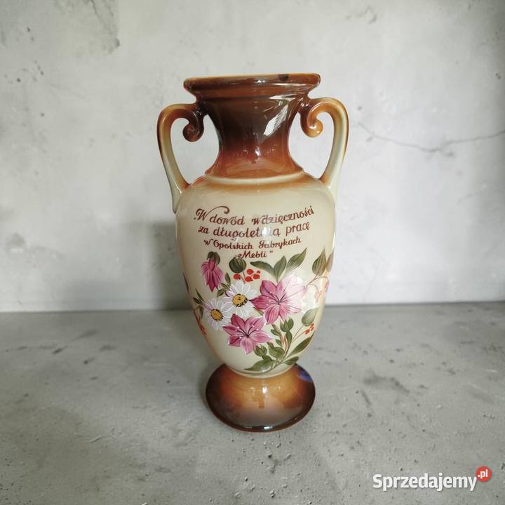 Wazon ceramiczny PRL Tulowice ręcznie malowany Antyki, Sztuka, Kolekcje Opole