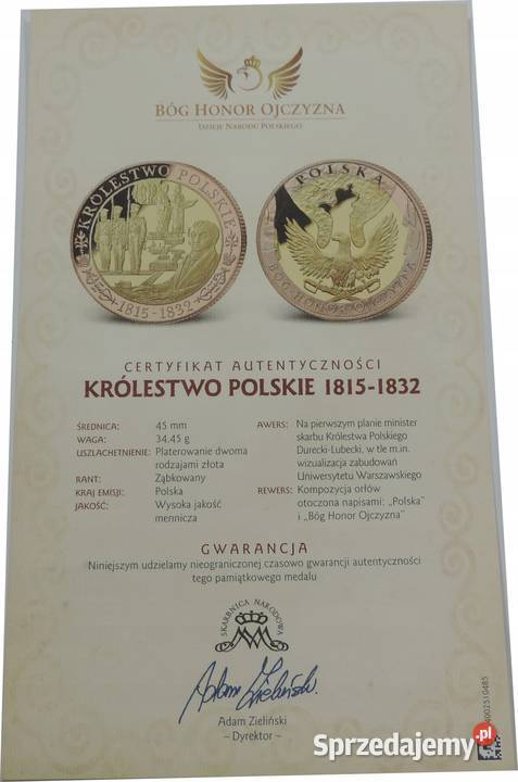 NUMIZMAT BÓG HONOR OJCZYZNA K242 Warszawa