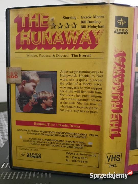 Kaseta VHS Film The Runaway podkarpackie sprzedam