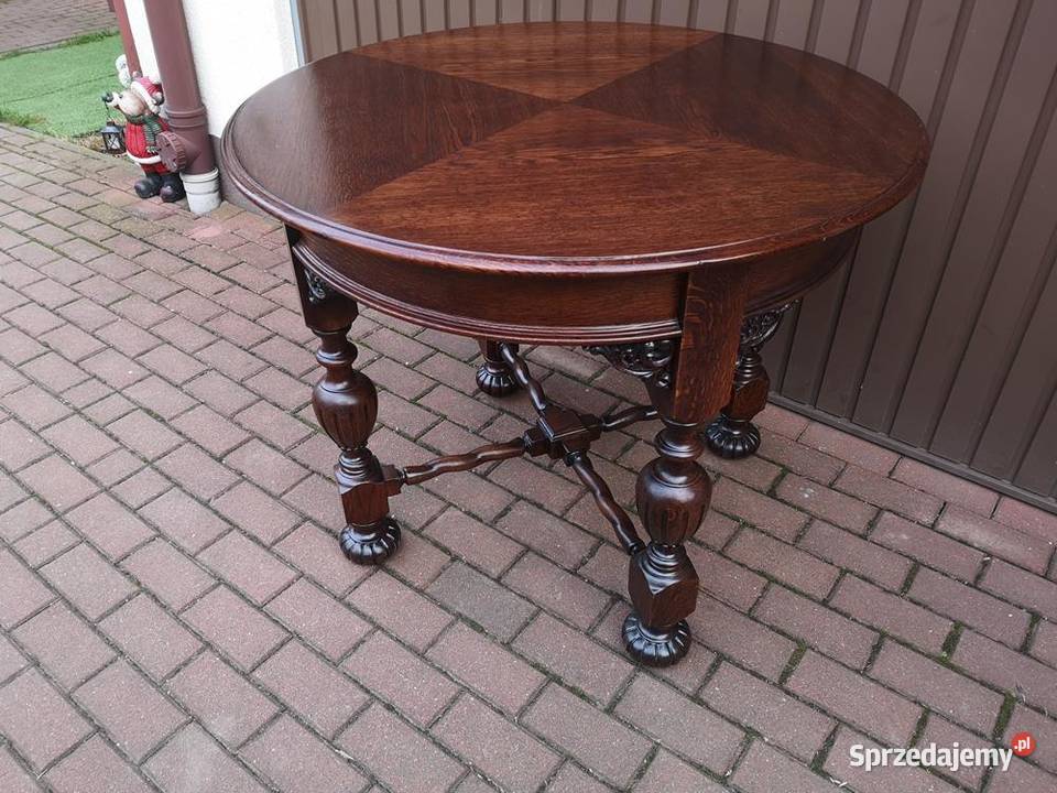 Stół Dębowy Okrągły 99 Unikat Zgrabny Stary Swarzędz