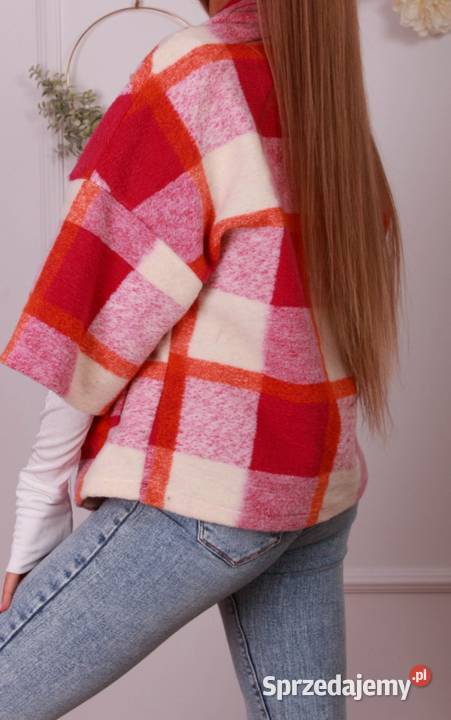 Płaszcz krótki żakiet wełna krata różne kolory z mazowieckie Warszawa
