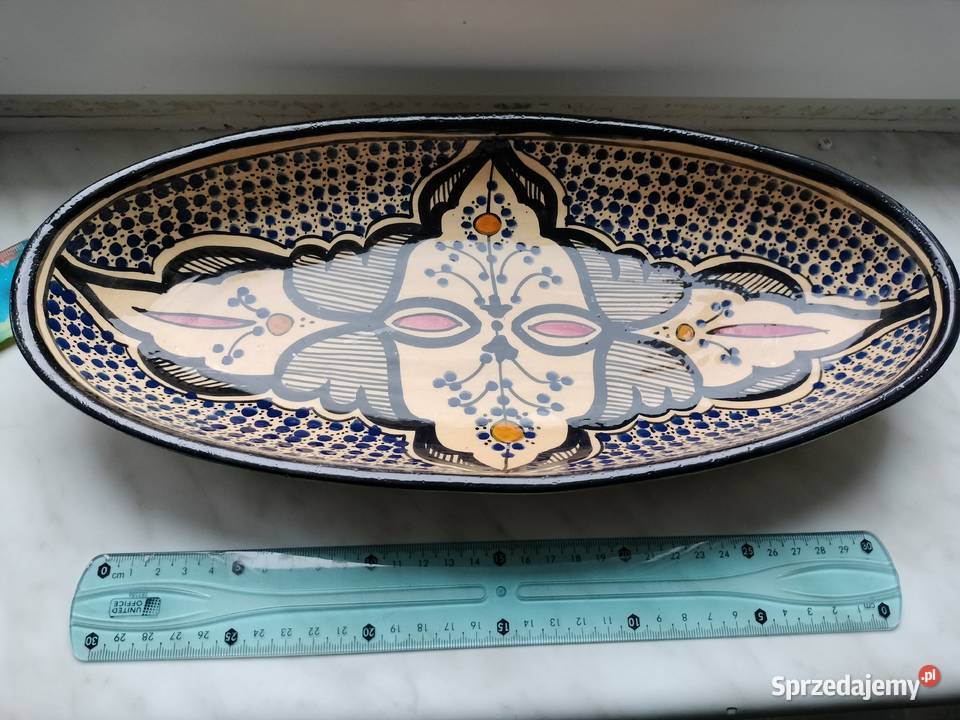 Piękna duża ceramiczna misa ręcznie malowane Choszczno