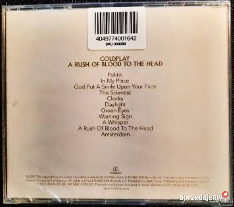 Album CD COLDPLAY A Rush Of Blood To The Head